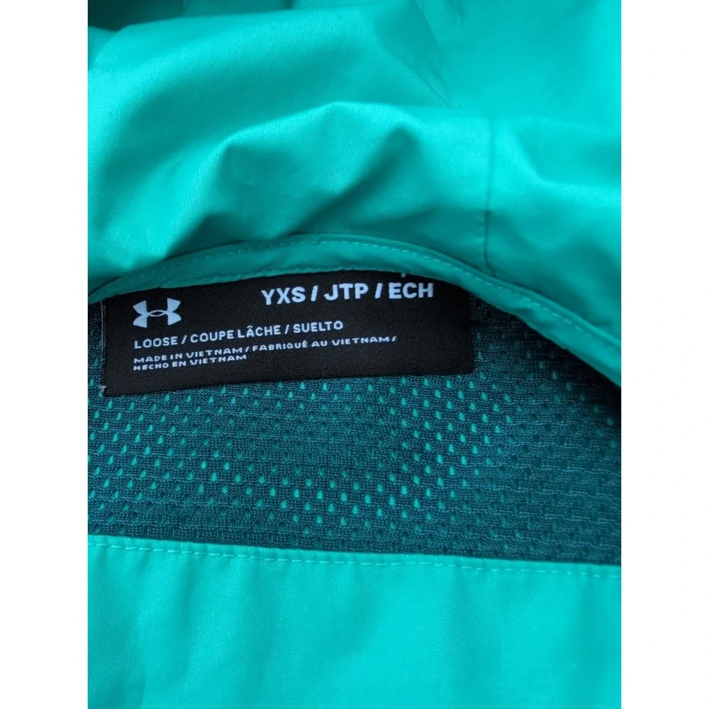 Under Armour UA Hooded Windbreaker Full zip Jacket Coat, Sz YXS Boys EXSmall EUC